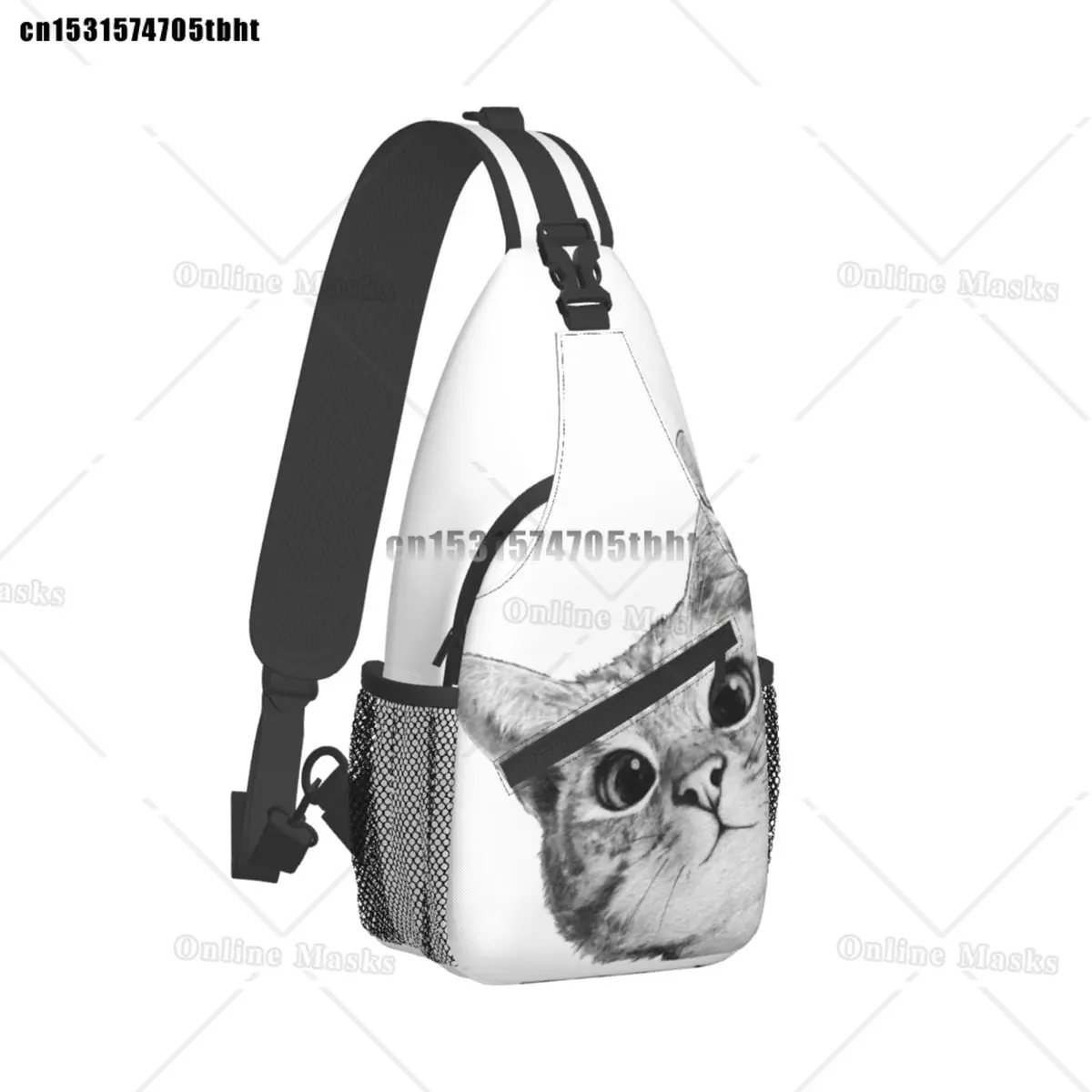 

Black And White Cat Staring Shoulder Bags Animal Outdoor Style Chest Bag Women Sports Print Sling Bag Cool Phone