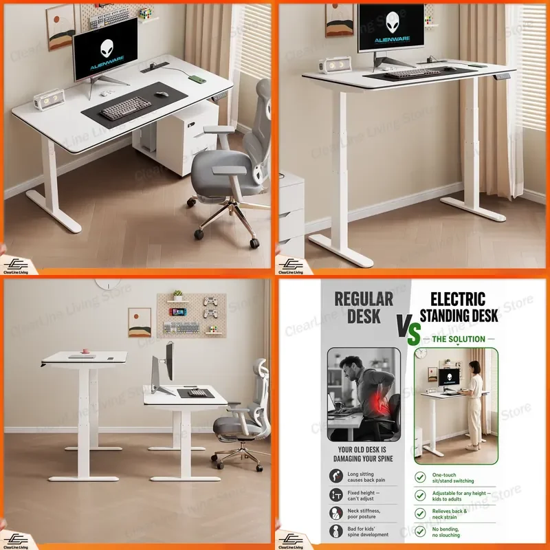 for Height Adjustable Stand Up Desk Dual Motor Sit Stand Desk Home Office Gaming Workstation Adjustable Height Desk