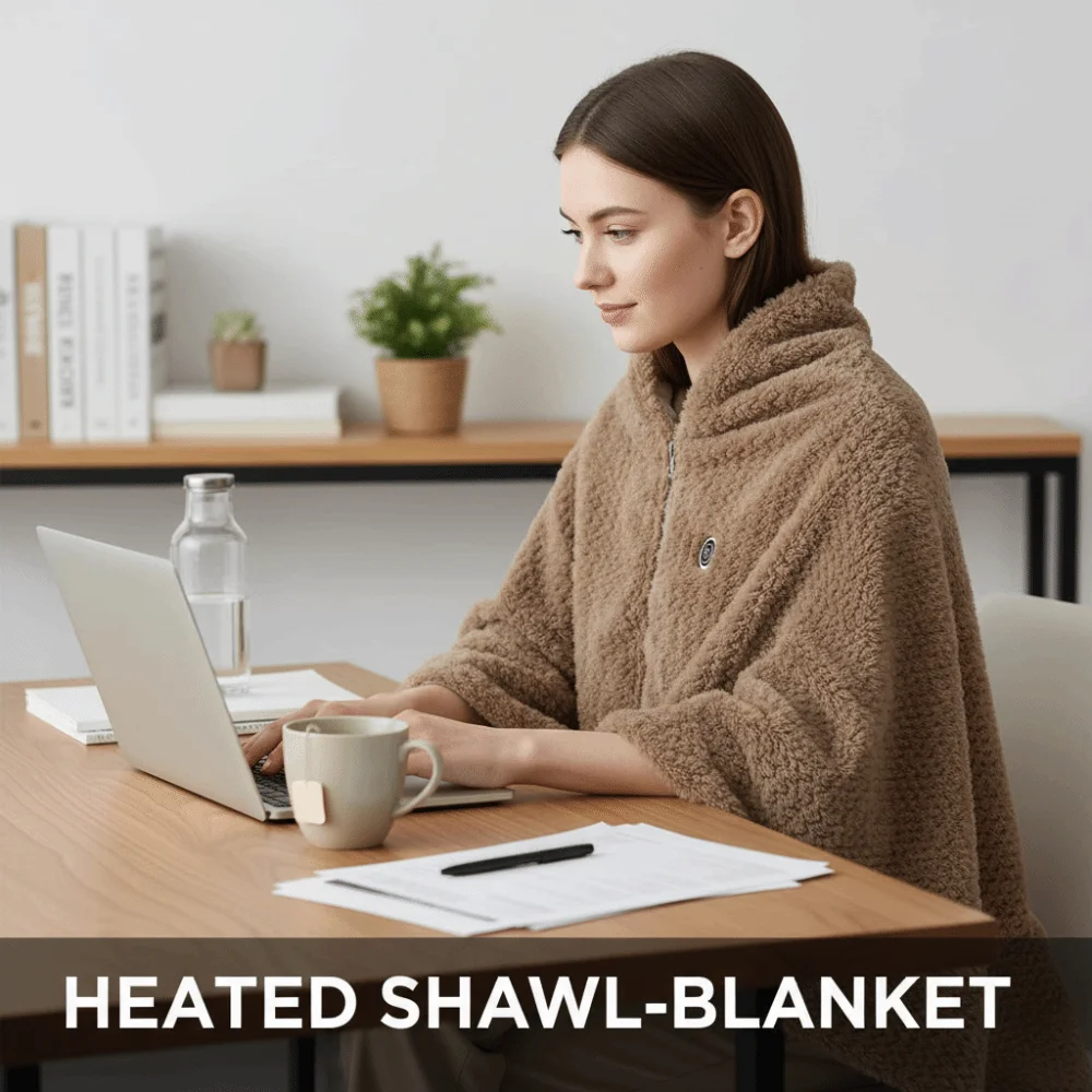 ウェアラブルusb電気加熱ブランケット-3段階の加熱レベル-ポータブル加熱ショール-洗える加熱ラップブランケット-オフィス-家庭-キャンプ用