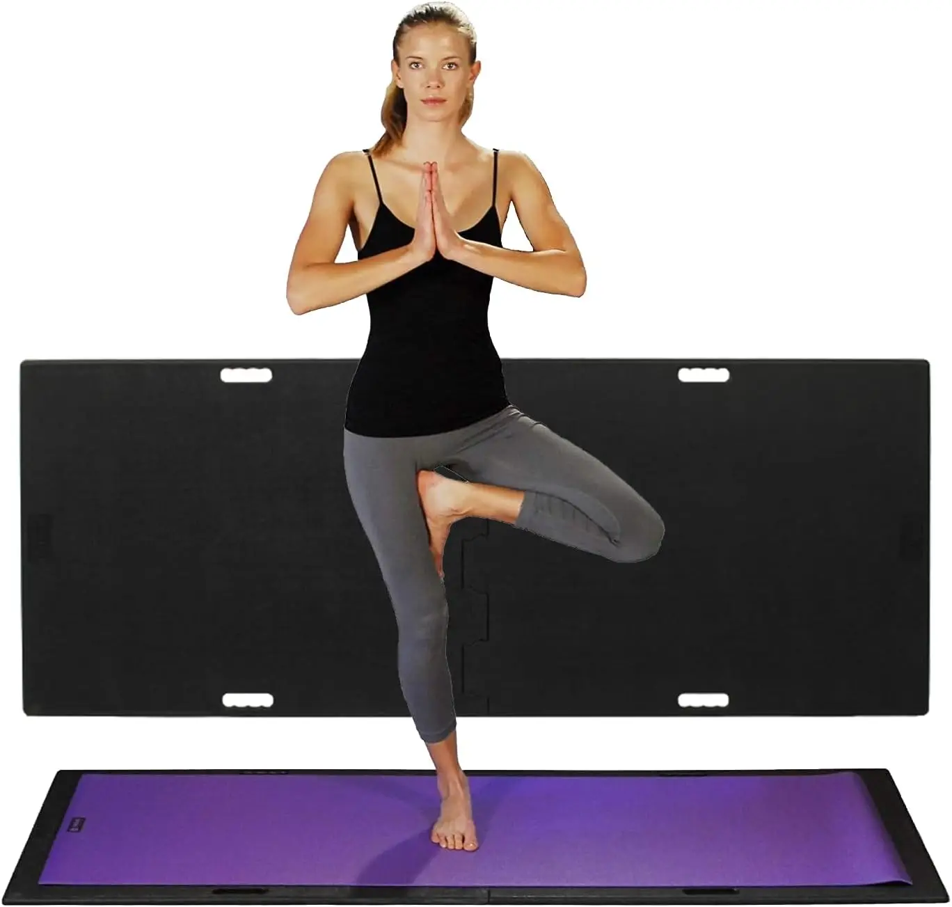 Estera de Yoga para exteriores, alfombra negra, suelo portátil para mejorar el ejercicio de Yoga, Pilates o Ballet Barre, resistente y Thic