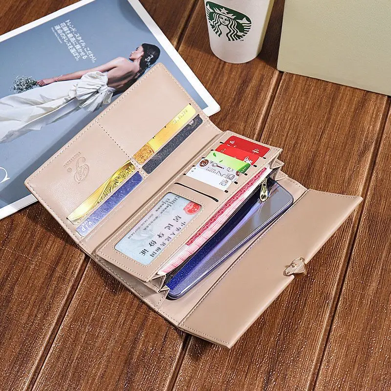 Retro Minimalist Pure Color Pu Leather Temperament Niche Design Temperament Spring Long Handbag for Women