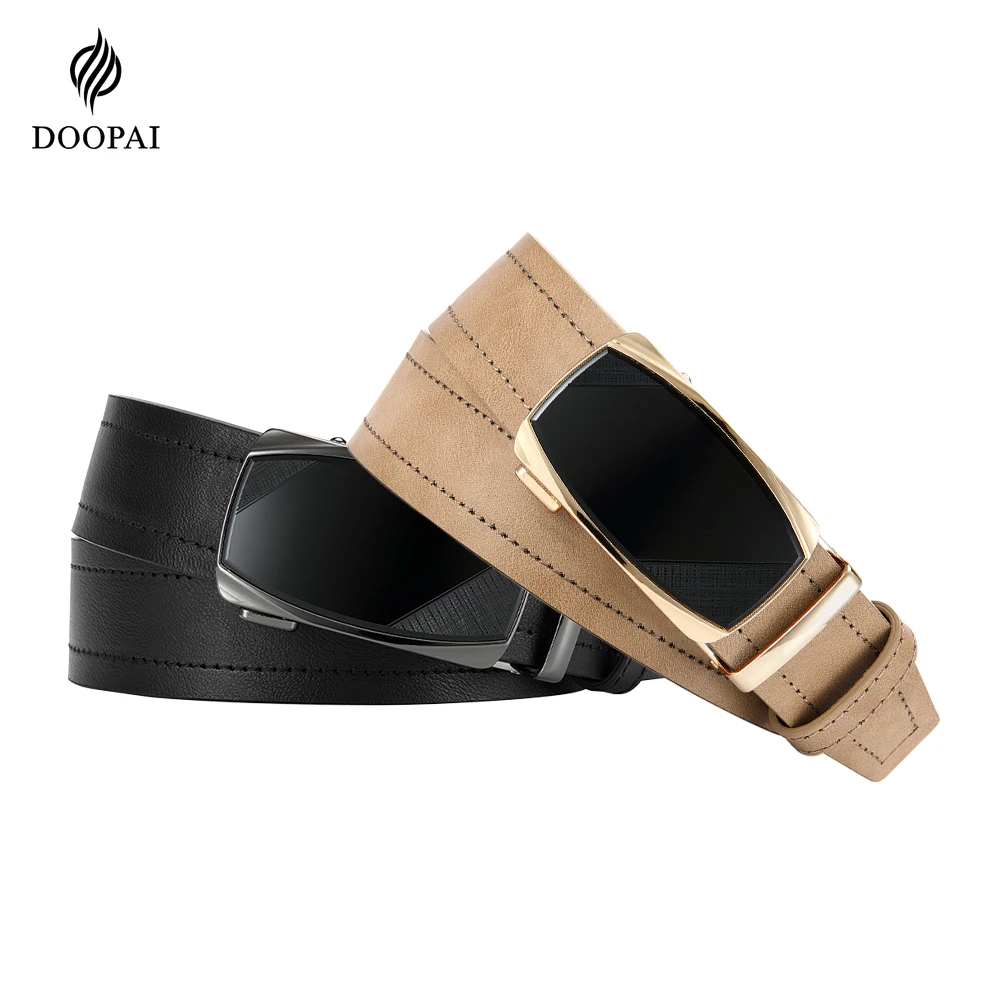 

Men's Fashionable Leather Belt Men's High-quality Leather Belt Business Automatic Buckle Ratchet Belt Randomly Adjustable