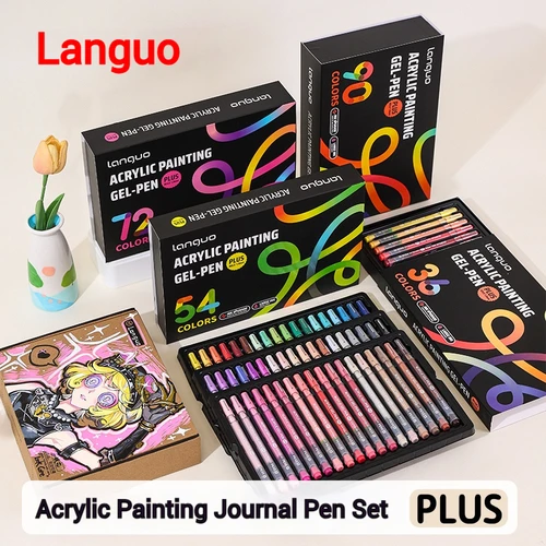 Languo-marcadores artísticos para pintura acrílica, 36-90 colores, conjunto de gran capacidad, versión Premium para dibujar, dibujar, suministros de arte, papelería