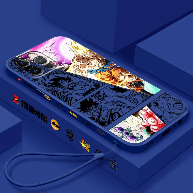 Trend D-Dragon Ball Comics Liquid Left Rope For Apple iPhone 15 14 13 12 11 XS XR X 8 7 SE Pro Max Plus Mini Cover Phone Case