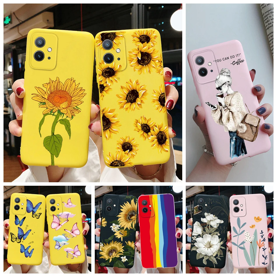 For Vivo Y55 5G Case Vivo Y75 5G Cover Beauty Sunflower Heart Girl Silicone Slim Phone Case Back Cover For VivoY75 Y 55 75 Case