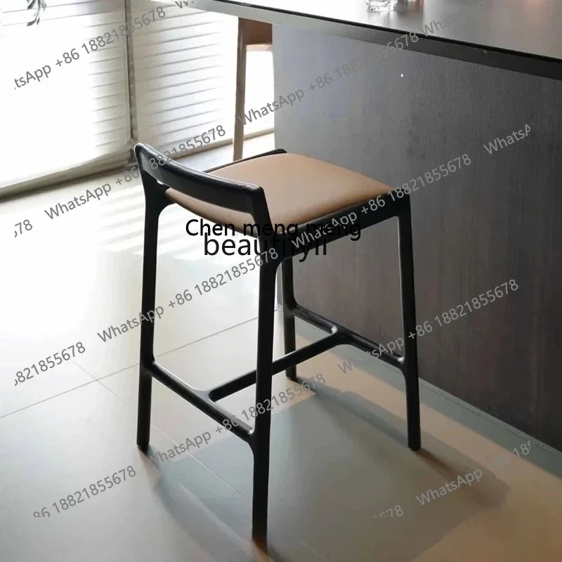 New arrive Italian minimalist bar chair Hotel cafe Solid wood high chair Light luxury bar chair Model room Restaurant Island