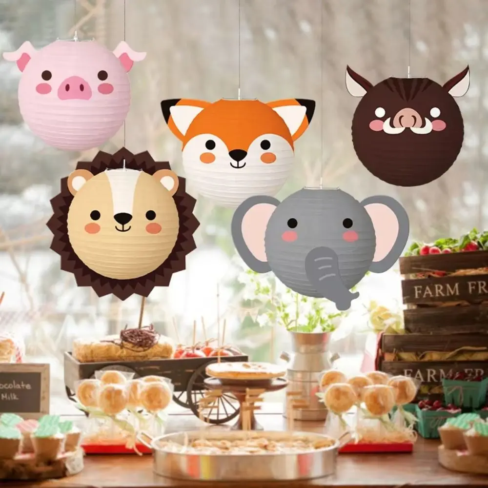 

3Pcs Portable 25cm 3D Animal Paper Lantern Foldable Handheld Animal Birthday Lantern Cute DIY Children Festival Lantern Children