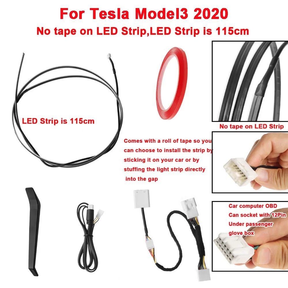 

2-in 1 Smart Air Vent Ambient Light System BSD System for Tesla New Y Juniper Model 3 Highland Model 3 Y 2021+