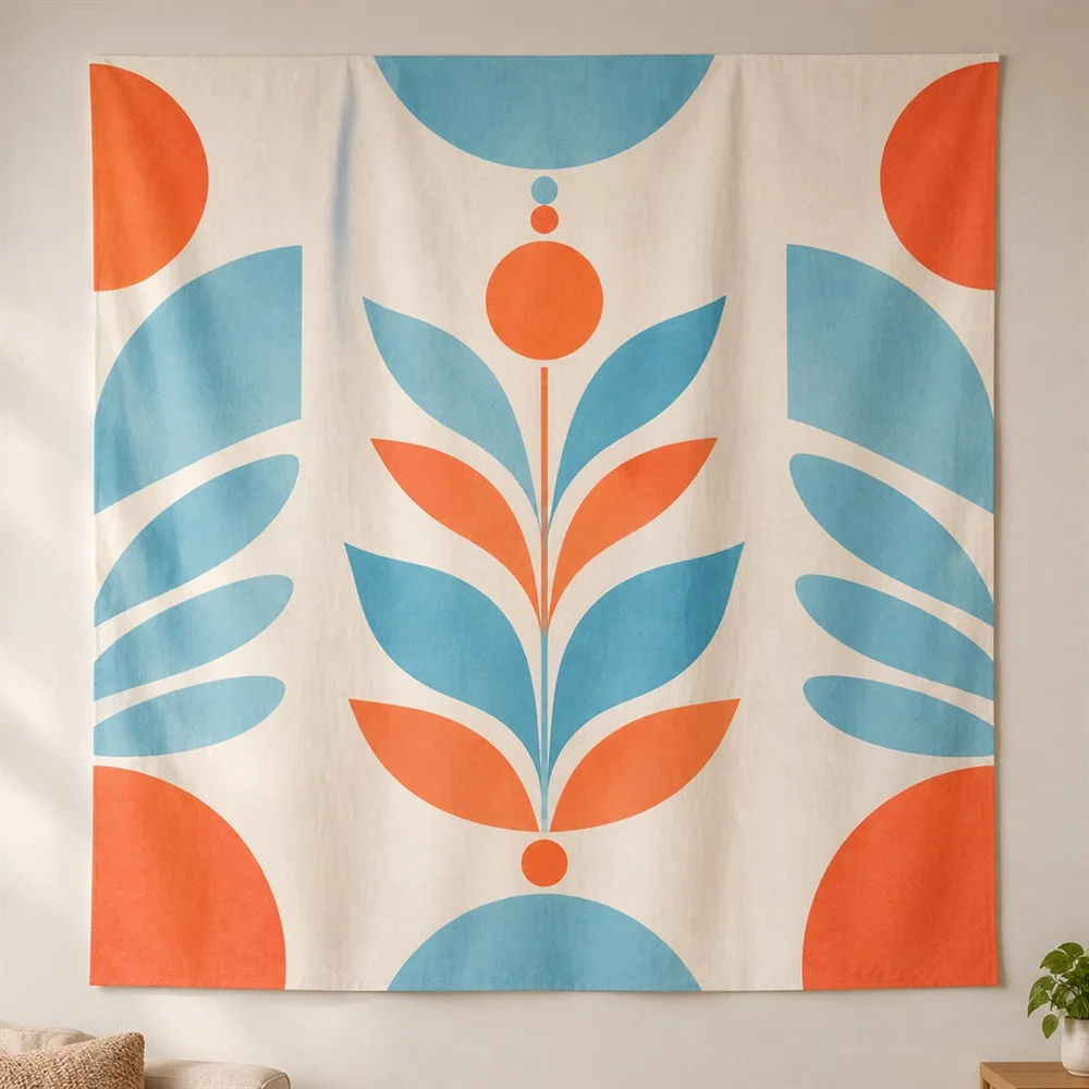 VIKAMA Minimal Geometry Mirror Symmetric Tapestry Wall Hanging, Modern Wall Decor Tapestries for Living Room Bedroom Entryway
