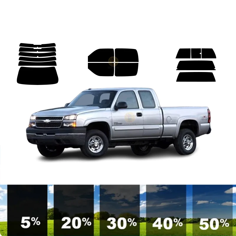 precut Removable Window Tint Film For Car 100% UVR Heat Insulation Carbon ﻿For CHEVROLET SILVERADO 3500 4 DR PICKUP 2001-2006