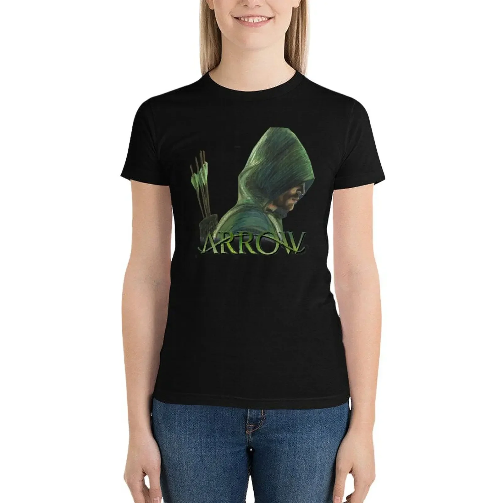 Green Arrow T-Shirt cute tops Female clothing lady clothes korean fashion plus size t shirts for Women loose fit