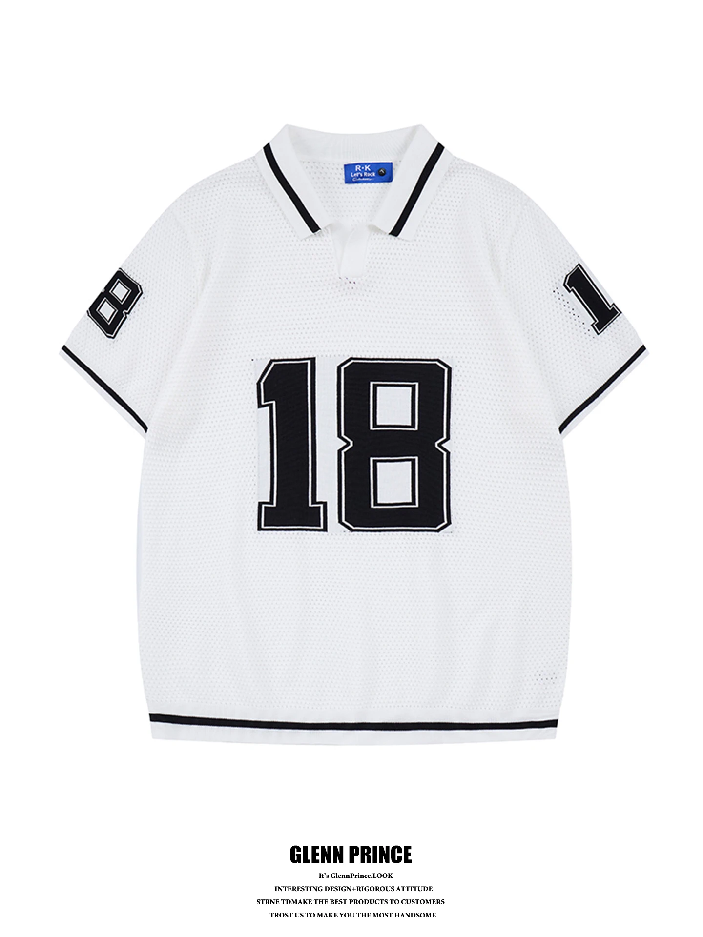 

GPstudio American Retro Digital Mesh Knitted Shirt Men Summer Breathable Sport Short Sleeve T-shirt Loose Fit Youth Trend