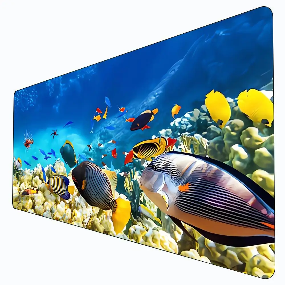 Alfombrilla de ratón con diseño de Mundo Submarino, Delfín, Coral, Algas Marinas, Fondo Marino, Tema de Acuario, Alfombrilla de Ratón Grande de Goma Antideslizante, Accesorios de Escritorio