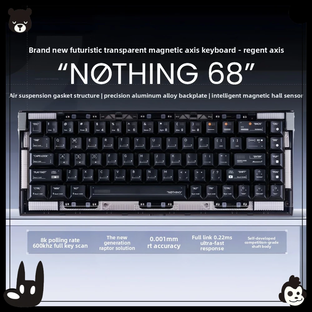 ATK VELOTA NOTHING68 Magnetic Switch Keyboard Custom Aluminum Alloy Backplate Wired RGB Gaske 0.001mm Precision for Keyboard