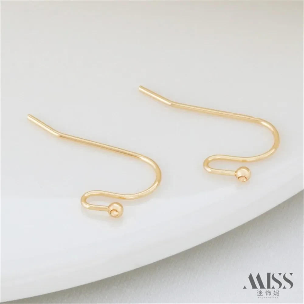 14K Gold and Silver Plated Simple Welding Bead with Drilled Ear Hook Earrings DIY Ear Hook Accessories Material