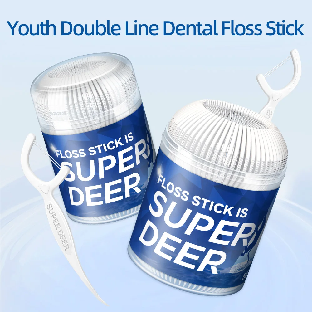 Super Deer Smooth Dental Floss Toothpick With Double Threads Disposable Dual-use Orthodontics Cleaning Floss Picks For Oral Care