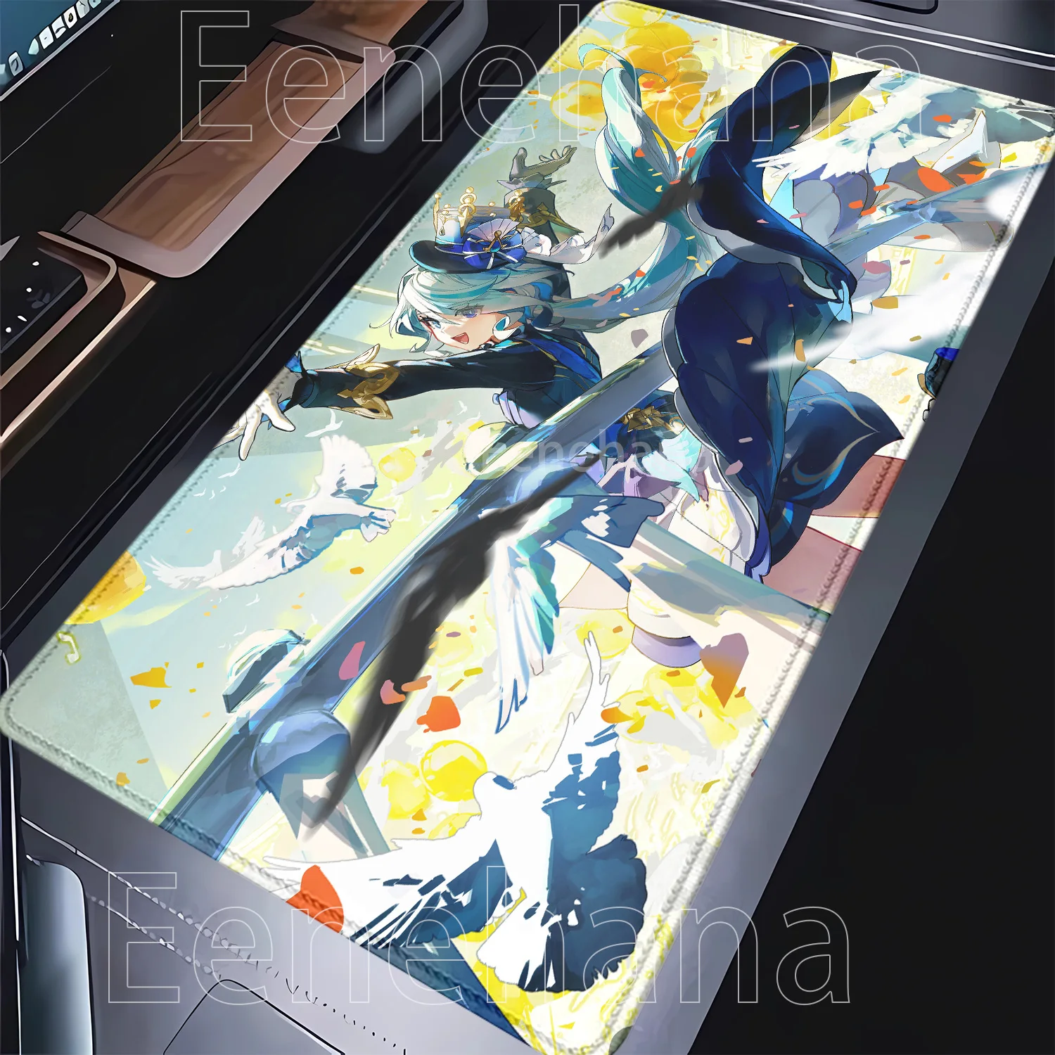 Anime Girl Furina HD Printing Genshin Impact XXL Mousepad Office Accessorie Desk Mat Keyboard Mouse Pad Mice Mat Non-slip Carpet view 3