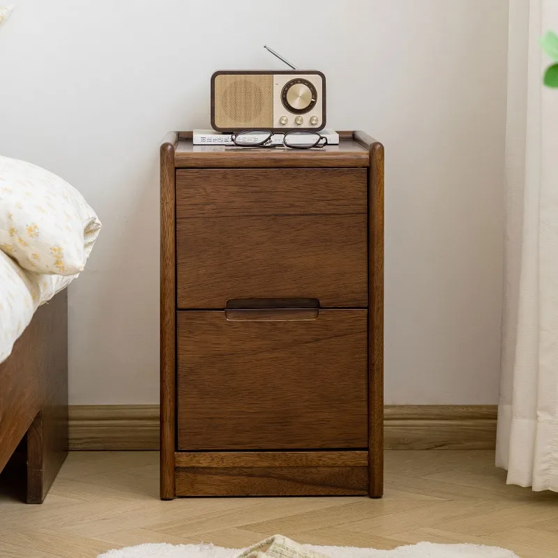 

Black walnut all solid wood bedside table Extremely narrow small cabinet High bedside cabinet Simple modern bedroom storage cabi