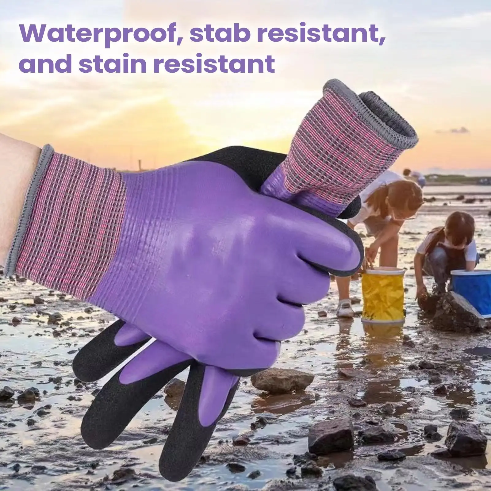 Waterproof Latex Safety Gloves on-Slip Elastic Work Mitts Unisex for Work Cleaning Kitchen Cooking Gardening Oven Seafood