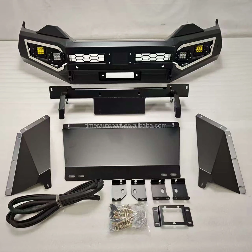 New Off-road Pickup Trucks Steel Front Bumper with LED Light Front Protection Hanger Frame Bar Winch Mount Screw-On Dmax 2025