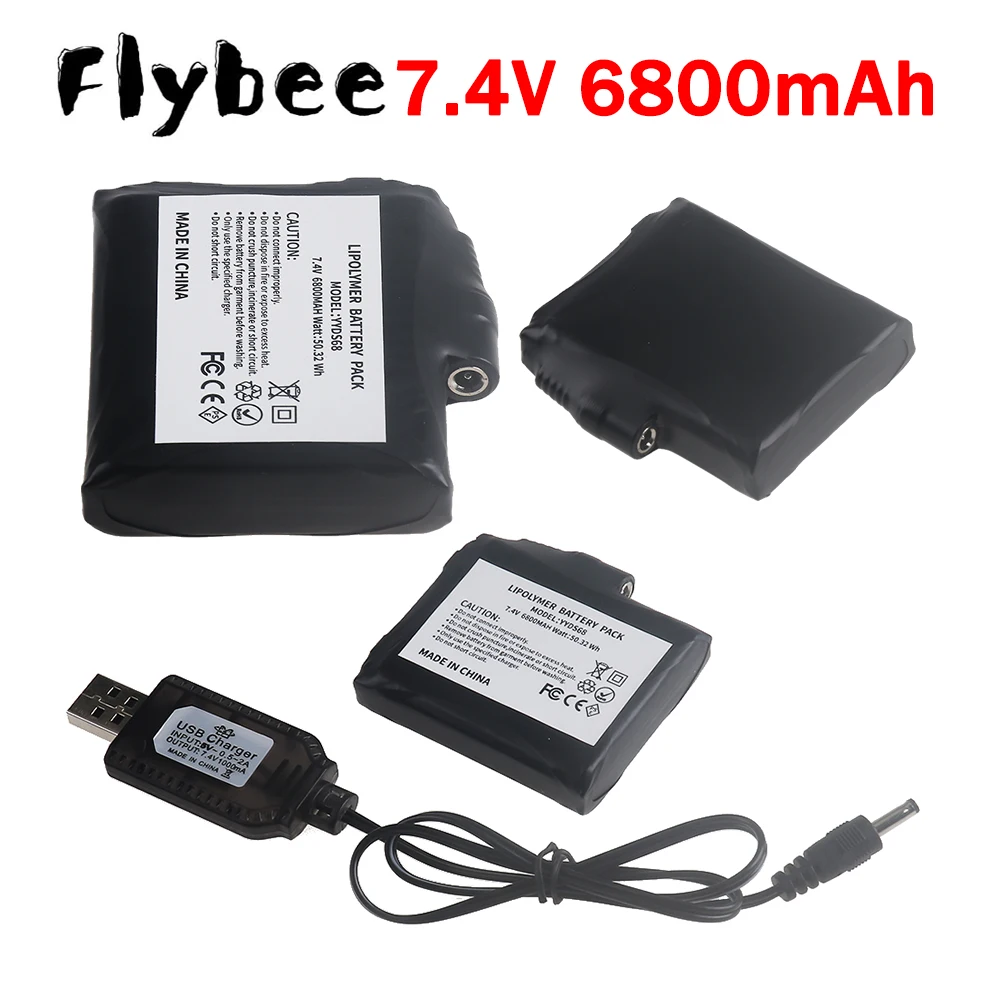 Upgrade Heated Gloves Battery 7.4V 6800mah 2S Polymer Lithium Battery for Heating Vest, Socks, Winter Antifreeze Heating Battery