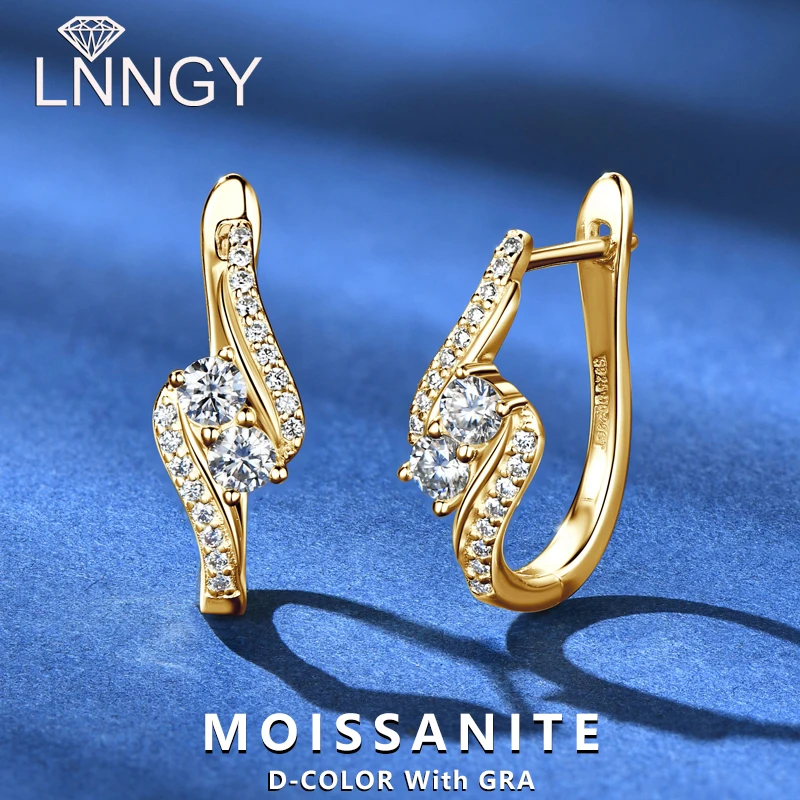 

Серьги-кольца Lnngy Moissanite Infinity для женщин, сертифицированные оригинальные серьги из серебра 925 пробы, круглые серьги, новинка 2025, сверкающие ювелирные изделия