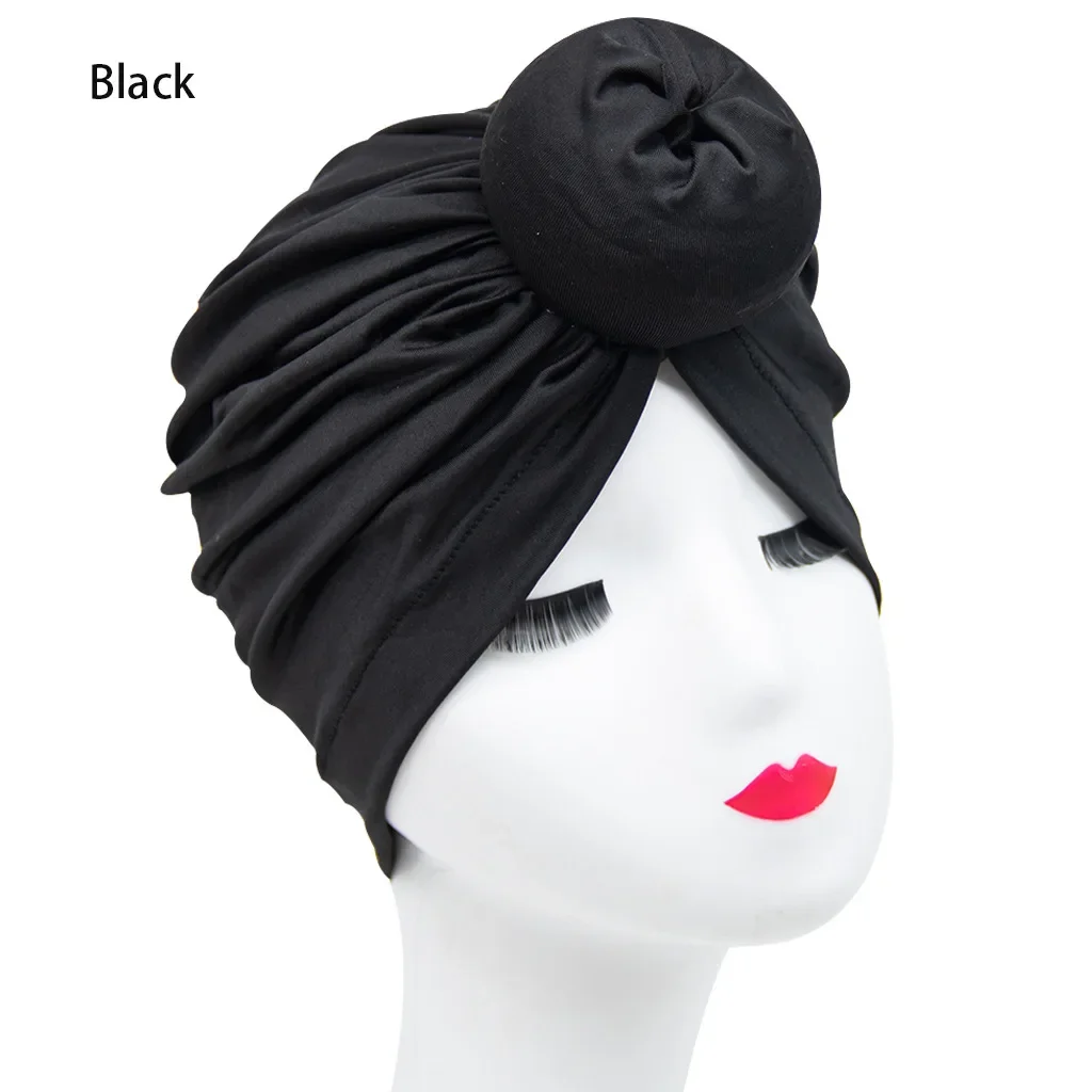 New Milk Silk Ethnic Wind Ball Hat Knot Turban Muslim Headscarf Hat Women's Pullover Hat