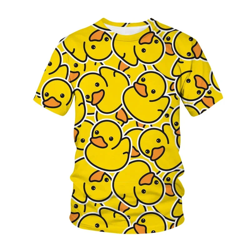 Funny Men Cute Yellow Rubber Duck All‑Over Print T‑Shirt Funny Cartoon Animal Pattern Short Sleeve Casual Novelty Tee Tops