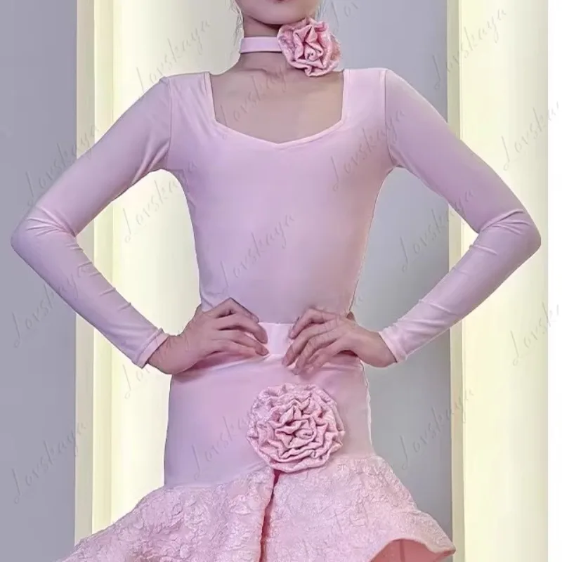 زي أداء الرقص اللاتيني للأطفال، بدلة تدريب احترافية للخريف والشتاء، بدلة تدريب، زي رقص لاتيني