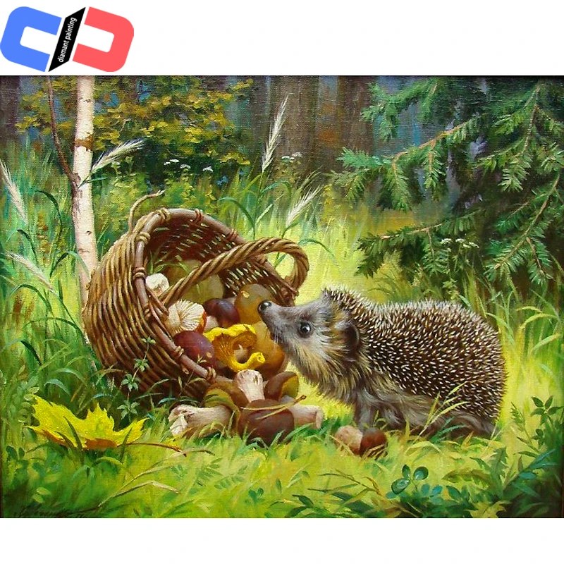 DIY Diamond Embroidery Forest Hedgehog Mushroom Basket Diamond Painting Cross Stitch square Drill Mosaic Decoration