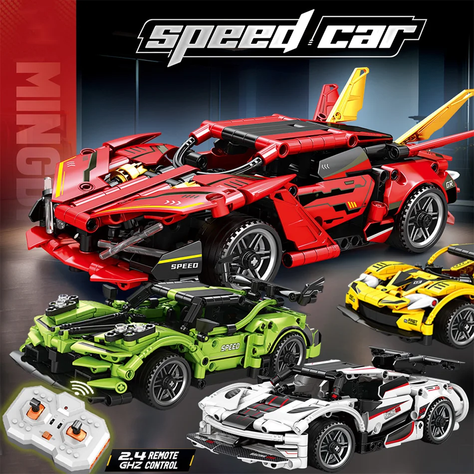 

Remote Control Racing Sport Car Building Blocks DIY Super Speed Vehicle Model Bricks Educational Toys Ideal Gifts For Children