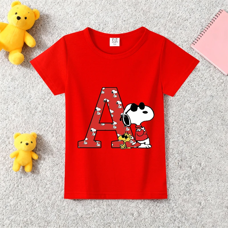

Snoopy Children's Colorful Short Sleeves Loose Comfortable Breathable T-shir Cartoon Anime Pattern Top Children's Birthday Gift