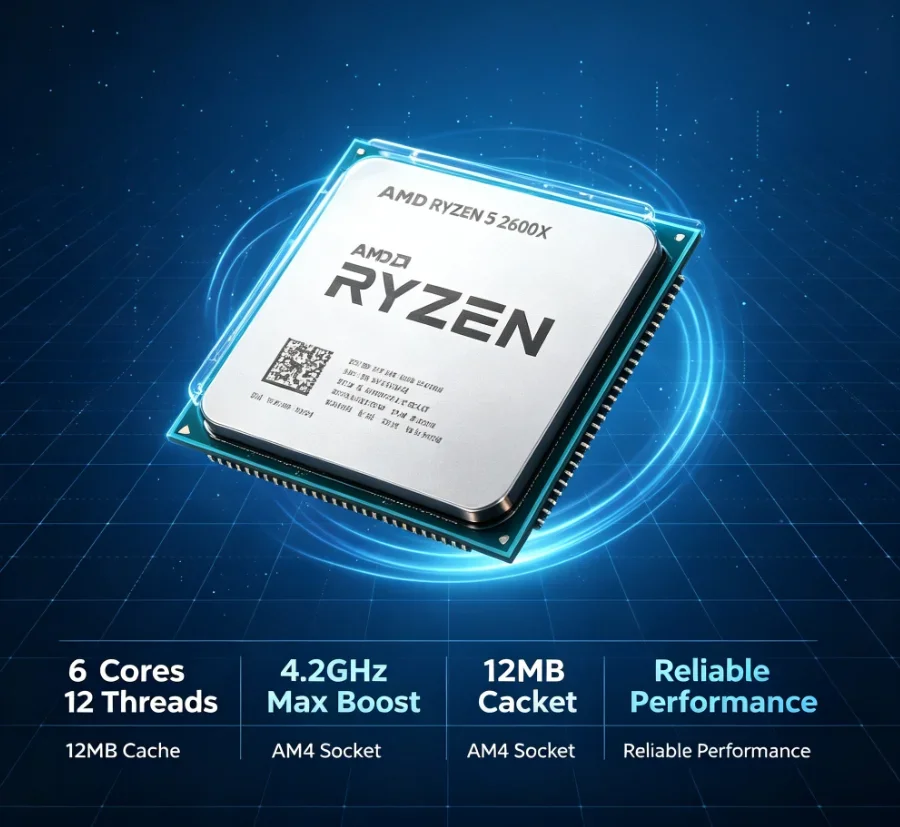 AMD R5 2600X AM4 High Frequency CPU 6 Cores 12 Threads 12MB Cache For DIY Mid-Tier Gaming Computer Without Cooler view 6