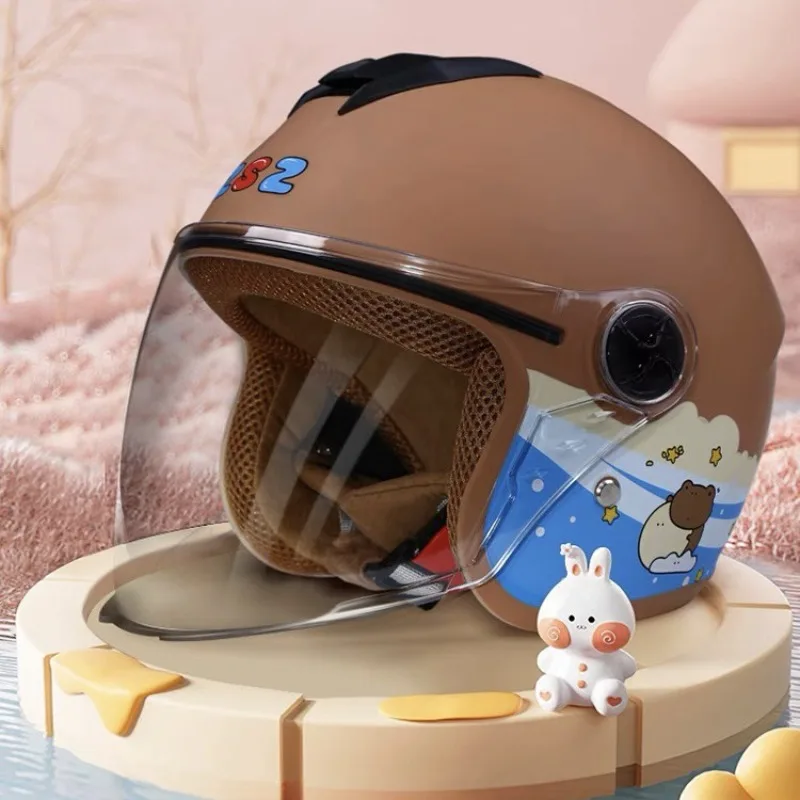 Children's Helmet Battery Electric Vehicle Male and Female Children Winter Warmth Cute Four Seasons Half Helmet Safety Helmet