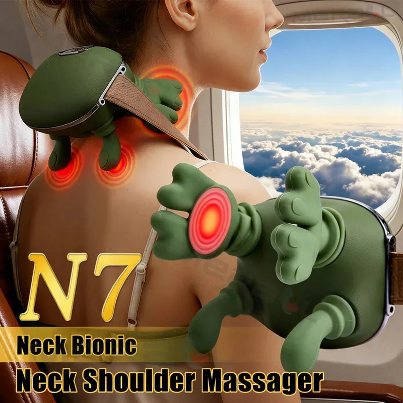 Bionic Massager for Neck Cervical Shoulders Massager Electric Back Deep Muscle Relaxation Machine Kneading Spine light