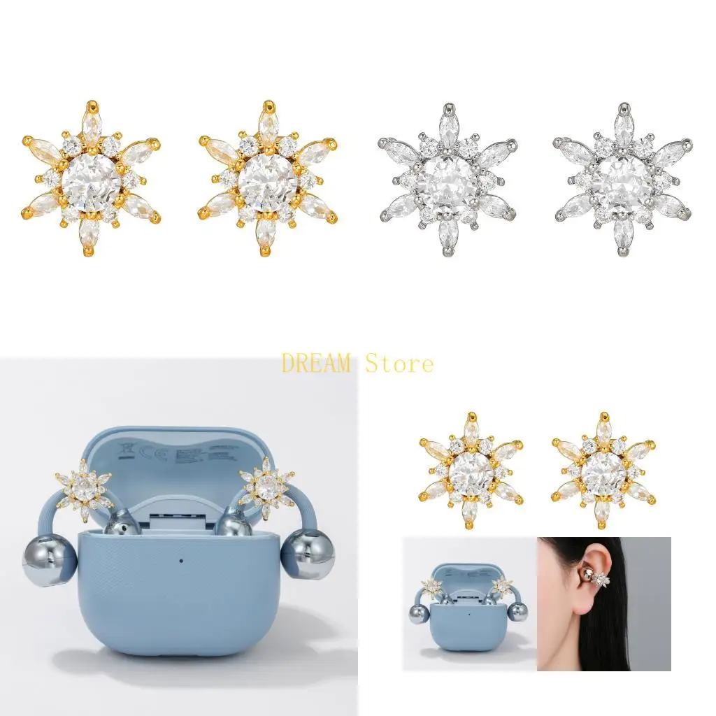 

1 Pair Fashionable Ice Flower Alloy Ear Clip Attachment Earphone Charm For FreeClip 1 2 Earbuds Sound Enhancement best sale
