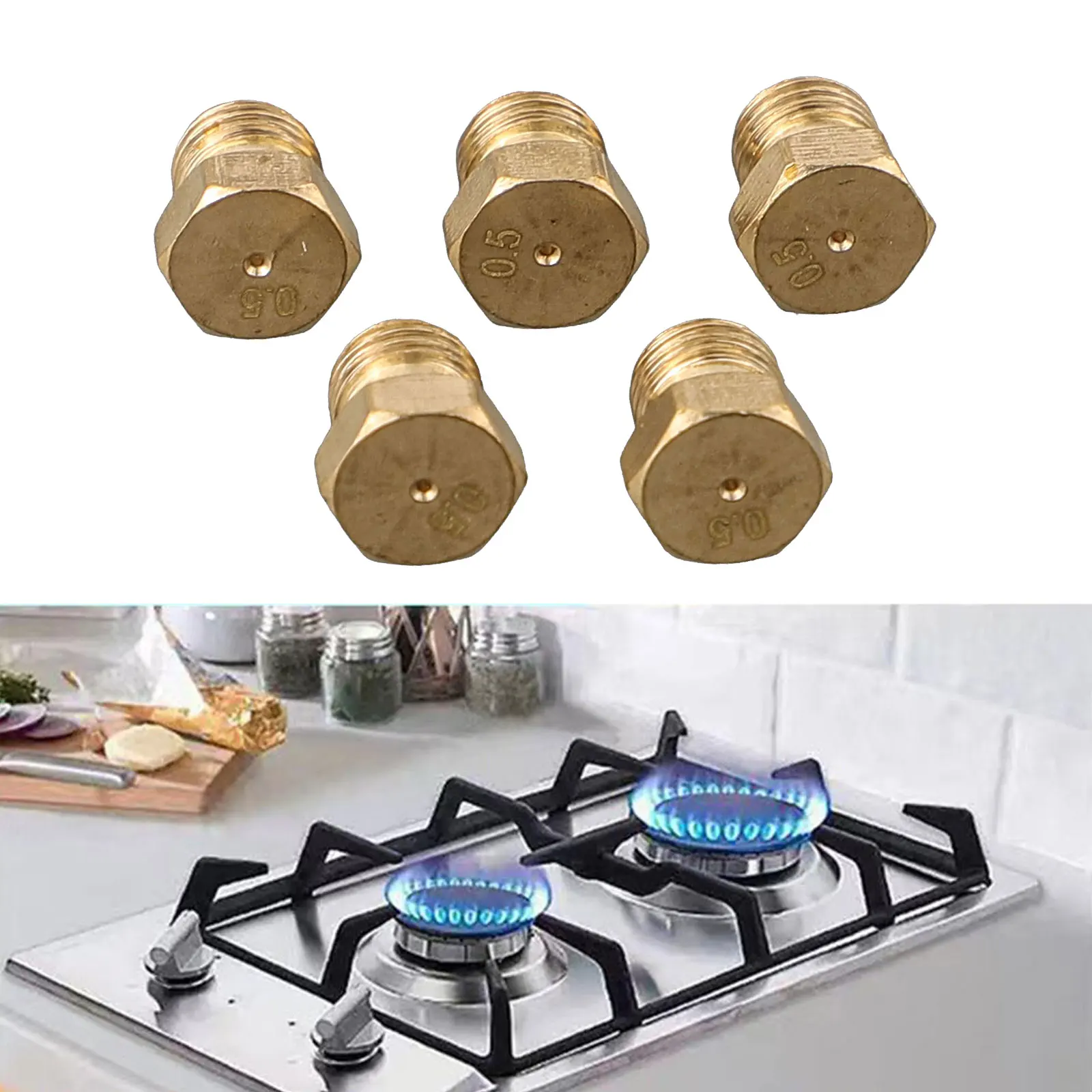 5pcs Gas Jet Set Burner Gas Hob Conversion Kit Nozzles Propane Injector For Power Tool Accessories Home Improvement