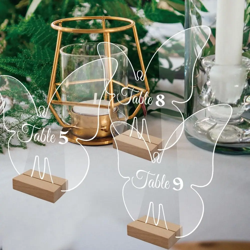 Round/Butterfly/Hexagon with Base Table Number Sign Menu Display Frame Table Number Plate Card Display Stand