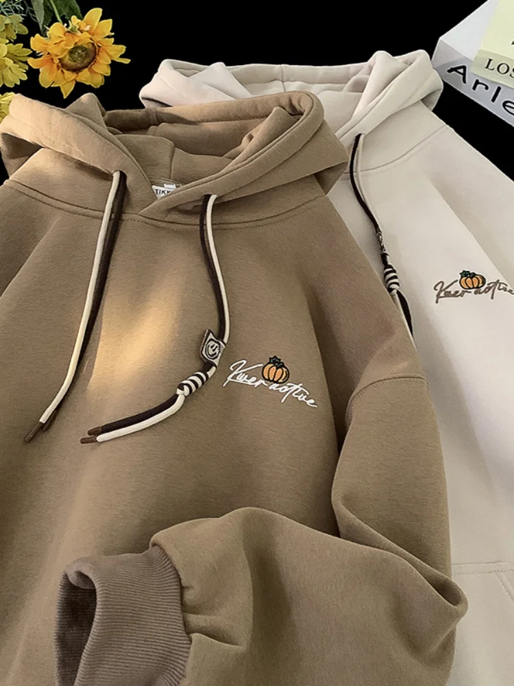 

American Sle Fce Lined Thiened Hoodie for Men Winter Casual Wear Embroidered Design Oversized Comfortable Cotton Blend