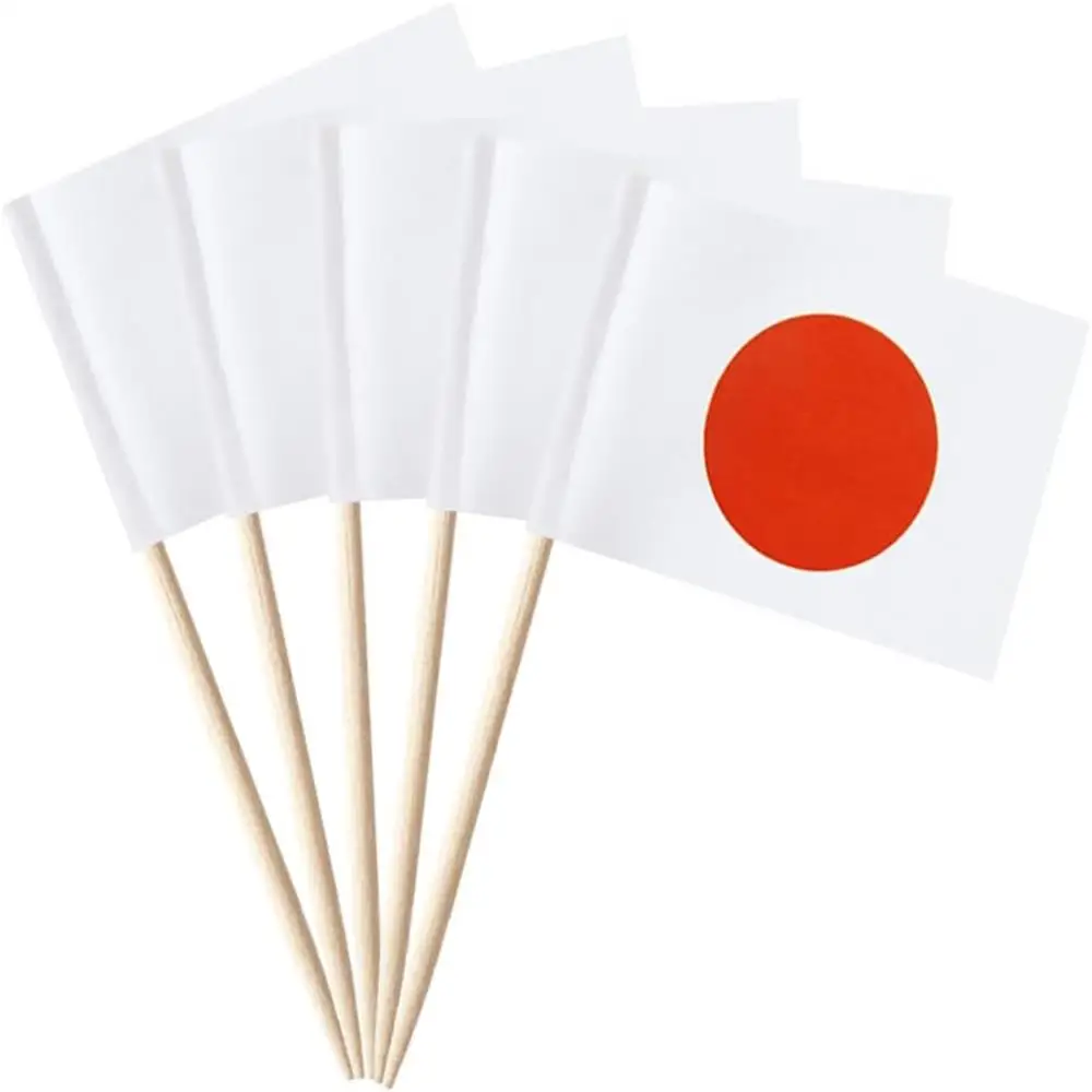 Mini Japan Toothpick Flag 50Pcs Paper Food Picks Dinner Japanese Toothpicks Cupcake Toppers Decoration Fruit Cocktail Sticks