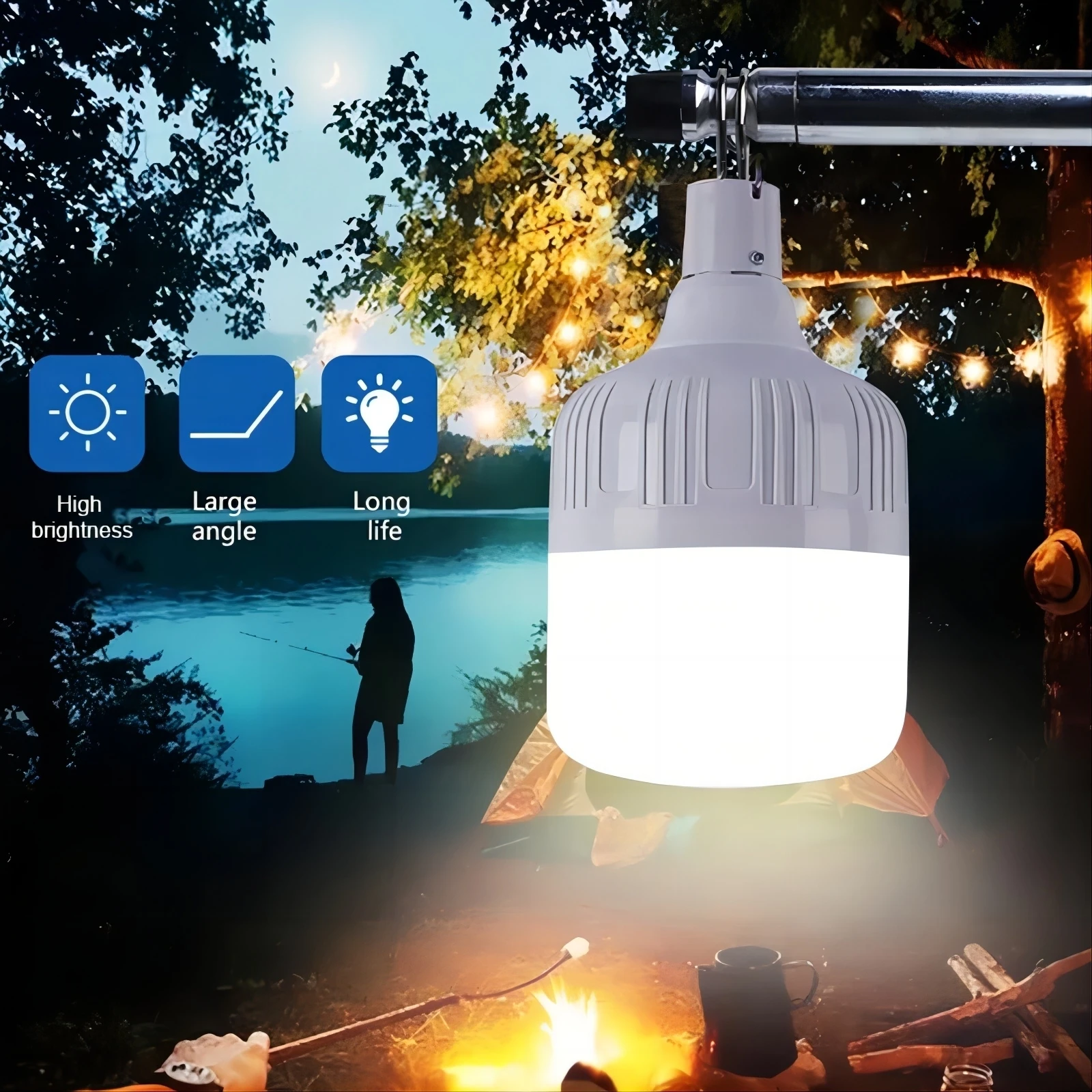 Portable USB Rechargeable Lamp LED Camping Lights Outdoor Emergency Bulb High Power Lamp Bulb Battery Lantern BBQ Tents Lighting