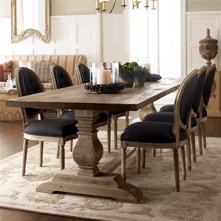 American country home vintage vintage solid wood dining table, rectangular dining table, long table, internet-famous dining room