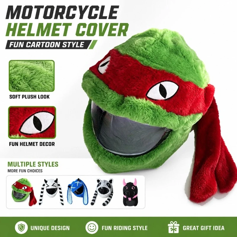 Motorcycle Helmet Cover Cute Plush Cartoon Helmet Decoration Funny Animal Ear Costume Hat Cover for Full Face Helmet Cosplay