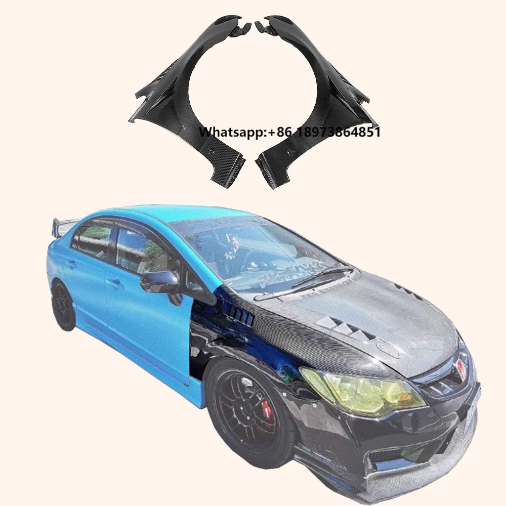 

Для Honda 06-08 Civic FD2 J2 стиль передний бампер из углеродного волокна пара вентилируемых крыльев