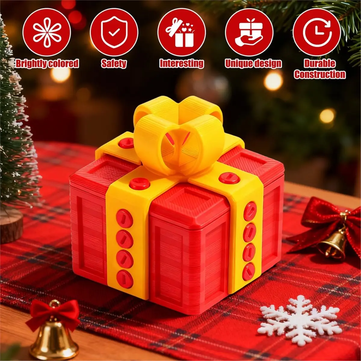 2026 New Prank Gift Box - 3.14in, 3D Printed Box with Screws, Surprise Funny Puzzle Box, Gift Boxes for Presents Red-Gold