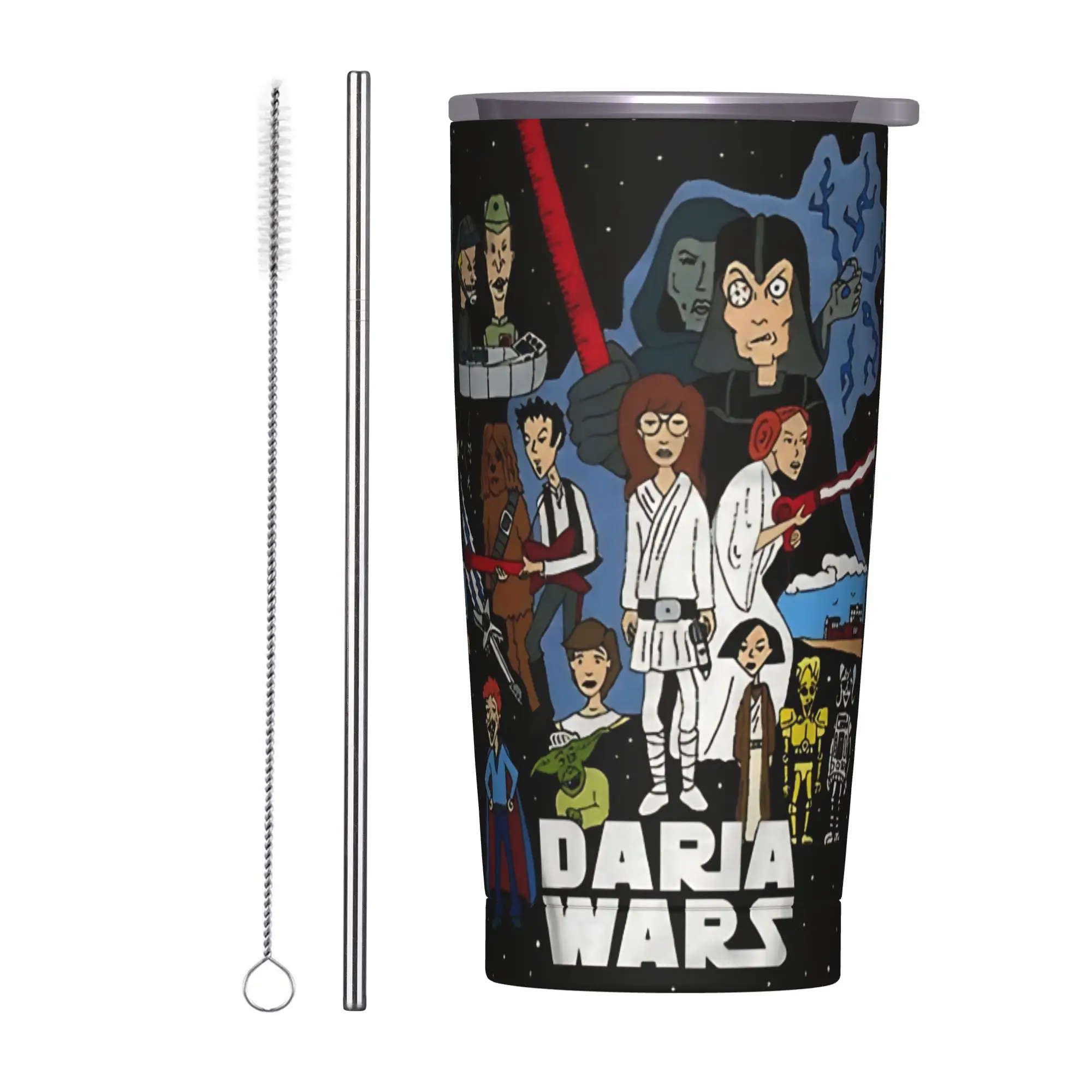Darias Wars  Insulated Tumbler with Straws  Vacuum Thermal Mug Office Home Bottle Cup, 20oz