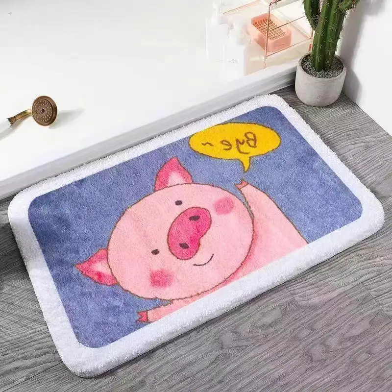 Cartoon Floor Mat, Bathroom, Water Absorption, Household Toilet, Doorstep, Bathroom, Non Slip Entrance Mat, Bedroom Carpet