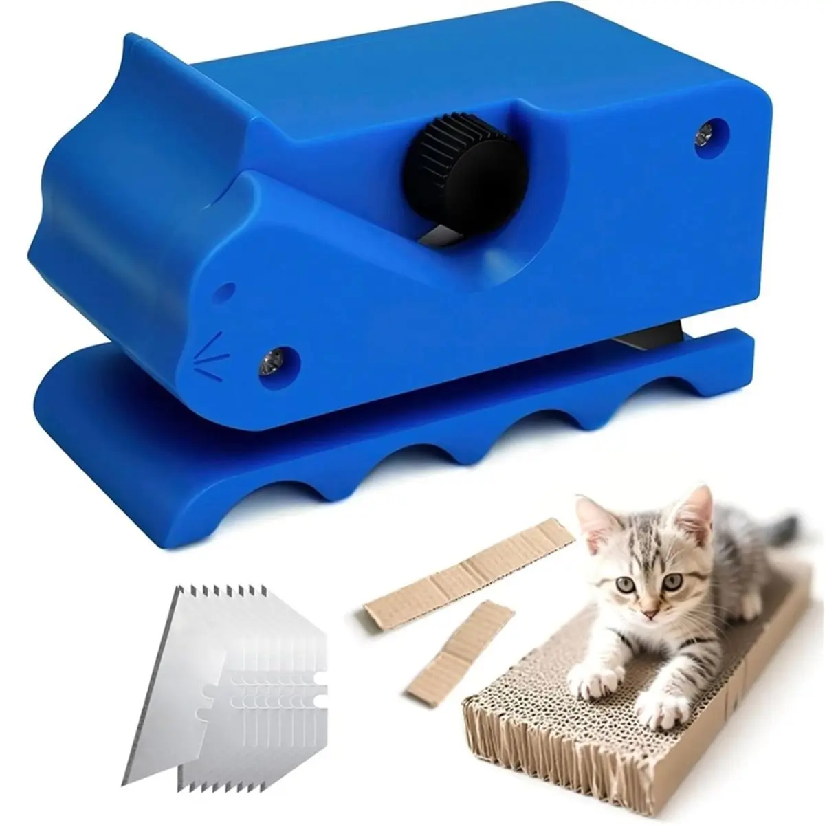 2026 New Upgraded Cardboard Cutter for Cat Scratchers DIY, Handheld Cardboard Cutting Tool W/ 10 Blades for Making Cat Scratchin