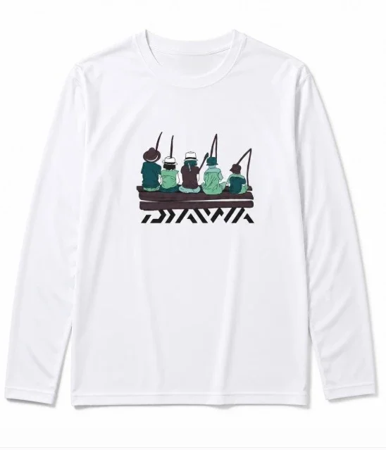 Men's and women's fishing pattern long sleeved T-shirt casual round neck outdoor 3D printed fisherman print polyester fiber top