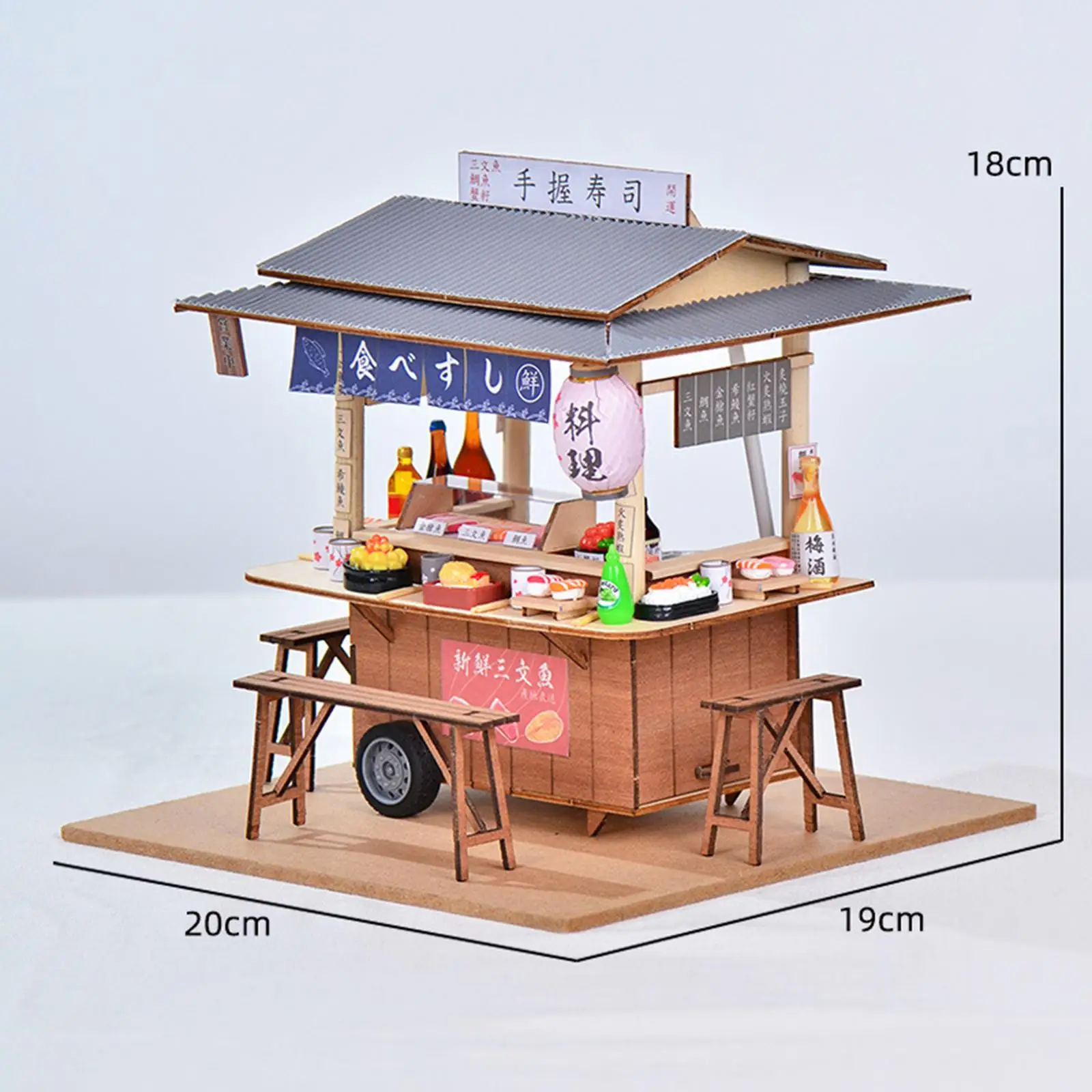 DIY Miniature Dollhouse Kit, Madeira, Design Novidade, Mini Sushi Shop